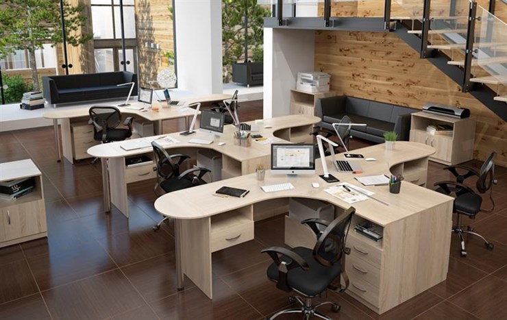 Набор мебели в офис SIMPLE с эргономичными столами и шкафом в Ярославле - изображение 2